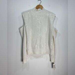 INC Women’s Cable-Knit, Cold Shoulder, Pull-Over Sweater